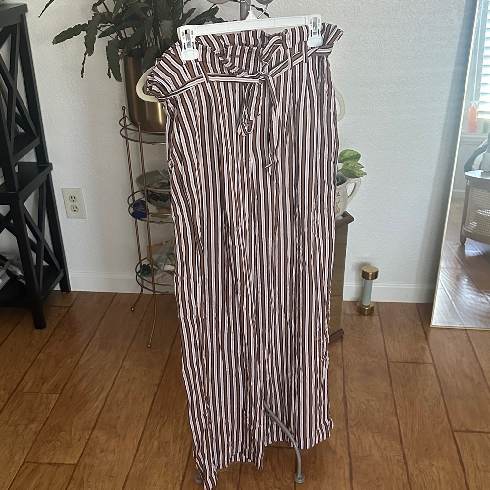Express Brown and White Striped Pants